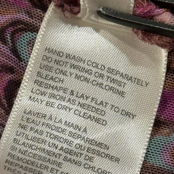 Free People Lucky Shirtee Sz M Pink Psychedelic Shirred Sheer Mesh Shirt - Picture 9 of 9